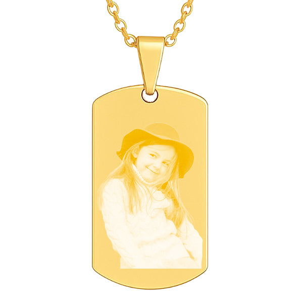 Dogtag halskæde med billede | Guld