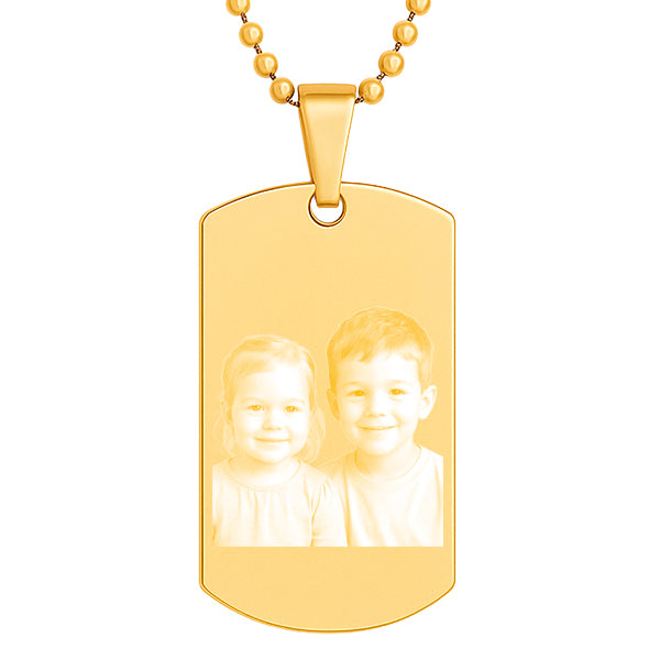Dogtag halskæde med billede | Guld