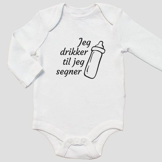 Bodystocking med tryk | Drikker til jeg segner - miniCREATIVE