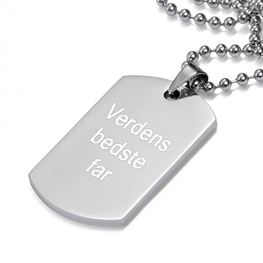 Dogtag halskæde med graveret tekst