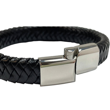 Læderarmbånd til mænd med indgravering på stål | Navn - miniCREATIVE