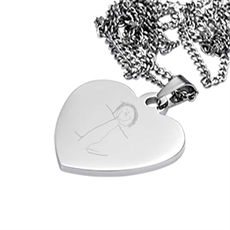 Halskæde med hjerte vedhæng graveret med tegning er det perfekte personlige smykke og gave - miniCREATIVE.dk