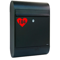 Postkasse Sticker med hjerte og tal 